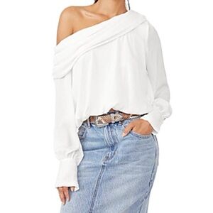 FREE PEOPLE White Off-Shoulder Blouse SIZE XS NEVER WORN!!